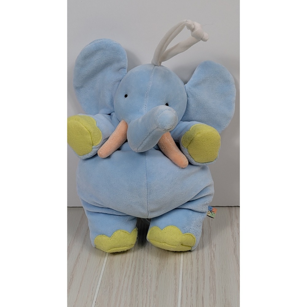 Carters John Lennon Musical Blue Elephant Plush Pull Tail 1999 Prestige